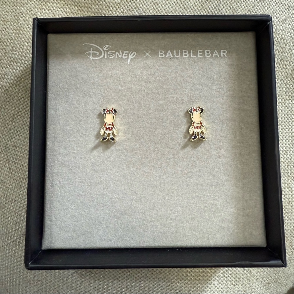 BaubleBar Disney Minnie Mouse Enamel Stud Earrings NWT NIB